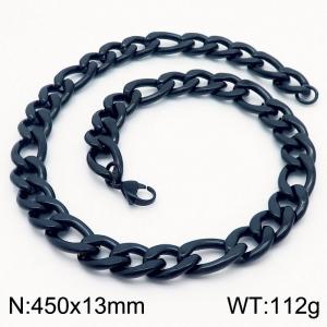 450x13mm Stainless Steel Necklace with Lobster Clasp for Men Women Color Black - KN237918-Z