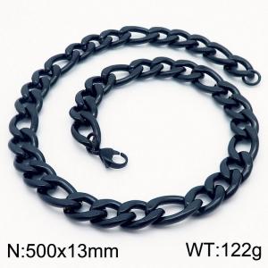 500x13mm Stainless Steel Necklace with Lobster Clasp for Men Women Color Black - KN237919-Z