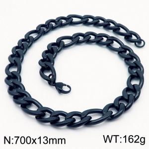 700x13mm Stainless Steel Necklace with Lobster Clasp for Men Women Color Black - KN237923-Z