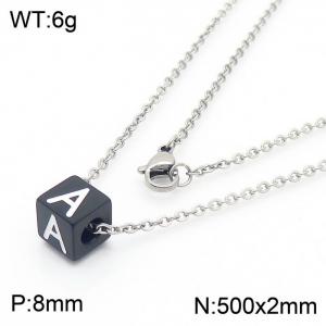 Stainless steel square letter necklace - KN238004-Z