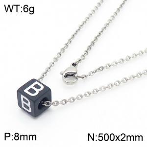 Stainless steel square letter necklace - KN238005-Z