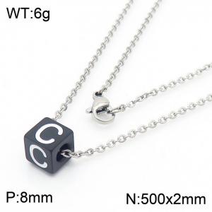 Stainless steel square letter necklace - KN238006-Z