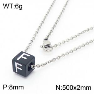 Stainless steel square letter necklace - KN238009-Z