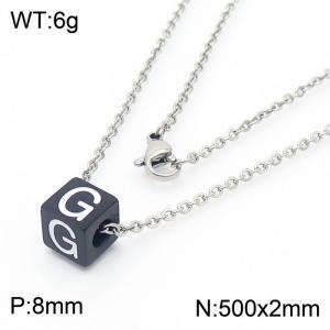 Stainless steel square letter necklace - KN238010-Z