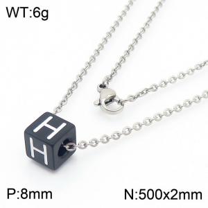 Stainless steel square letter necklace - KN238011-Z