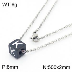 Stainless steel square letter necklace - KN238014-Z