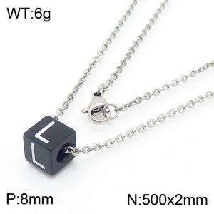 Stainless steel square letter necklace - KN238015-Z