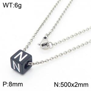 Stainless steel square letter necklace - KN238017-Z