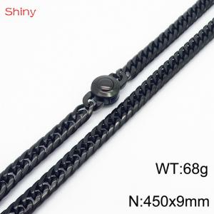 450×9mm Black Color Stainless Steel Cuban Chain  Necklace For Men Women Fashion Jewelry - KN238080-Z