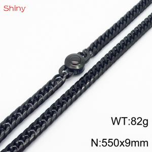 550×9mm Black Color Stainless Steel Cuban Chain  Necklace For Men Women Fashion Jewelry - KN238082-Z
