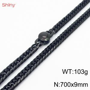 700×9mm Black Color Stainless Steel Cuban Chain  Necklace For Men Women Fashion Jewelry - KN238085-Z