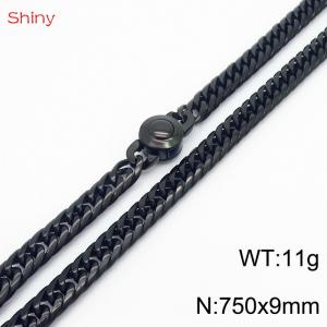 750×9mm Black Color Stainless Steel Cuban Chain  Necklace For Men Women Fashion Jewelry - KN238086-Z