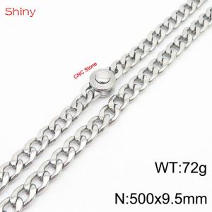 Hip Hop style stainless steel 50cm polished diamond Cuban chain steel color necklace for men - KN238180-Z
