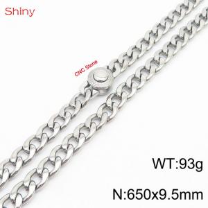 Hip Hop style stainless steel 65cm polished diamond Cuban chain steel color necklace for men - KN238183-Z