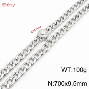 Hip Hop style stainless steel 70cm polished diamond Cuban chain steel color necklace for men - KN238184-Z
