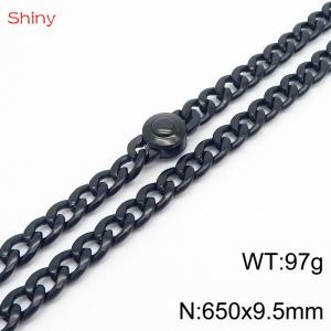 Hip hop style stainless steel 65cm polished Cuban chain black men's necklace - KN238190-Z