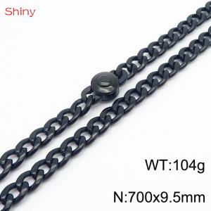 Hip hop style stainless steel 70cm polished Cuban chain black men's necklace - KN238191-Z
