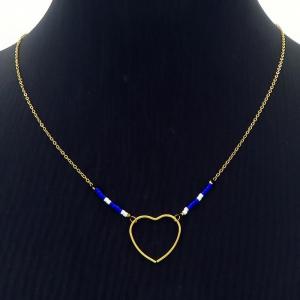 Heart shaped hollow handmade beaded mixed necklace - KN238297-QY