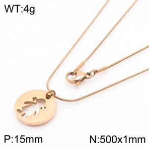 Stainless Steel Necklace With Girl Pendant Rose Gold Color - KN238334-Z
