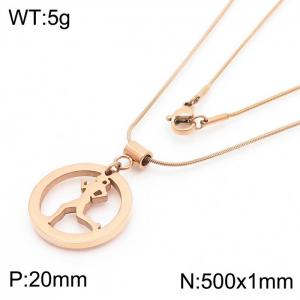 Stainless Steel Necklace With Men Pendant Rose Gold Color - KN238337-Z