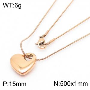 Stainless Steel Necklace With Heart Pendant Rose Gold Color - KN238339-Z