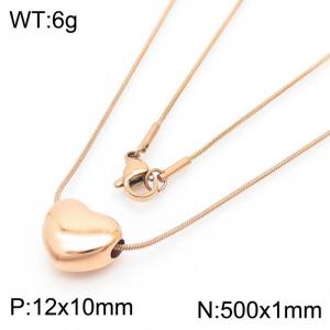 Stainless Steel Necklace With Heart Pendant Rose Gold Color - KN238359-Z
