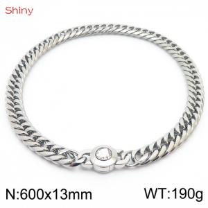 600×13mm Modyle Fashion Cuban Chain Long Necklace for Men  Basic Punk Stainless Steel Link Chokers Homme - KN238577-Z