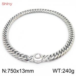 750×13mm Modyle Fashion Cuban Chain Long Necklace for Men  Basic Punk Stainless Steel Link Chokers Homme - KN238580-Z