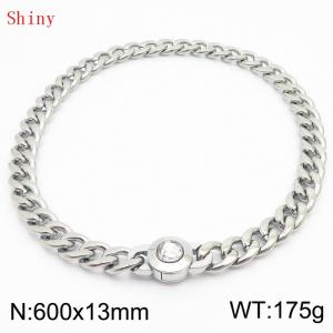600mm Stainless Steel&Translucent Zircon Cuban Chain Necklace - KN238669-Z