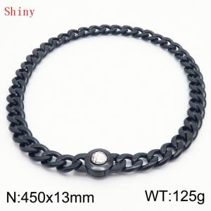 450mm Black-PLated Stainless Steel&Translucent Zircon Cuban Chain Necklace - KN238680-Z