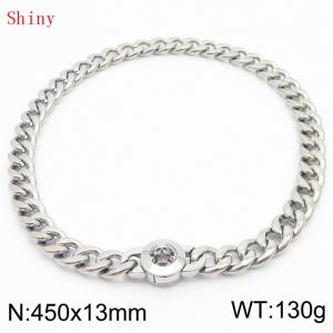450mm Stainless Steel Skull Charm Cuban Chain Necklace - KN238687-Z