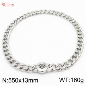 550mm Stainless Steel Skull Charm Cuban Chain Necklace - KN238689-Z