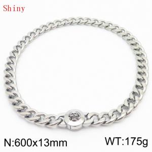 600mm Stainless Steel Skull Charm Cuban Chain Necklace - KN238690-Z