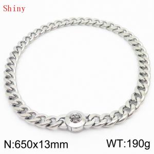 650mm Stainless Steel Skull Charm Cuban Chain Necklace - KN238691-Z