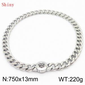 750mm Stainless Steel Skull Charm Cuban Chain Necklace - KN238693-Z