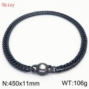 11mm45cm Personalized Fashion Titanium Steel Polished Whip Chain Necklace with White Crystal Snap fastener - KN238827-Z