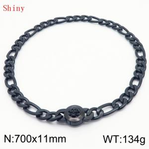 700×11mm Masculina Chains Bulk Gothic Cuban Link Necklace For Man Black Color Skull Clasp NK Chain Stainless Steel Thick Figaro Collar Choker - KN238895-Z
