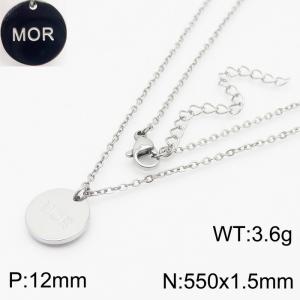 Coins MOR Simplicity Jewelry Women Stainless Steel Necklace Silver Color - KN239019-KFC