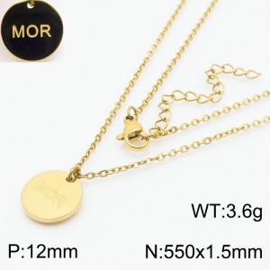 Coins MOR Simplicity Jewelry Women Stainless Steel Necklace Gold Color - KN239020-KFC