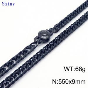 9mm55cm vintage men's personalized polished whip chain necklace - KN239136-Z