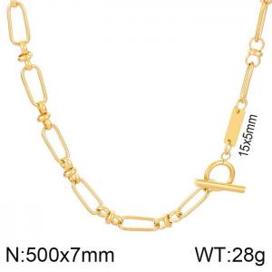 Stainless steel mixed chain link charm circular buckle classic DIY silver necklace - KN239322-Z