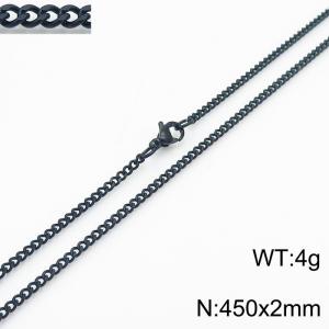 European and American stainless steel trend 450 × 2mm double-sided grinding chain lobster buckle fashion versatile black necklace - KN239369-Z