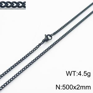 European and American stainless steel trend 500 × 2mm double-sided grinding chain lobster buckle fashion versatile black necklace - KN239370-Z