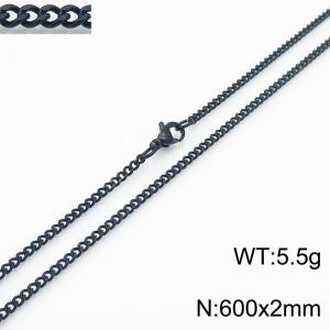 European and American stainless steel trend 600 × 2mm double-sided grinding chain lobster buckle fashion versatile black necklace - KN239372-Z
