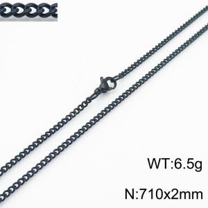 European and American stainless steel trend 710 × 2mm double-sided grinding chain lobster buckle fashion versatile black necklace - KN239374-Z