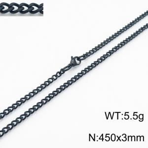 European and American stainless steel trend 450 × 3mm double-sided grinding chain lobster buckle fashion versatile black necklace - KN239390-Z