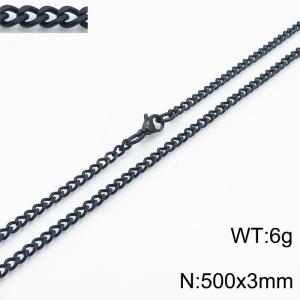 European and American stainless steel trend 500 × 3mm double-sided grinding chain lobster buckle fashion versatile black necklace - KN239391-Z