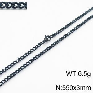 European and American stainless steel trend 550 × 3mm double-sided grinding chain lobster buckle fashion versatile black necklace - KN239392-Z