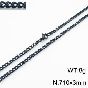 European and American stainless steel trend 710 × 3mm double-sided grinding chain lobster buckle fashion versatile black necklace - KN239395-Z