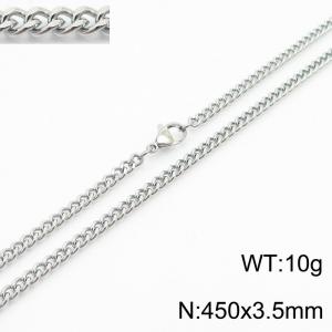 450x3.5mm Cuban Chain Silver Color Fashion Jewelry Stainless Steel Link Choker Necklaces - KN239404-Z